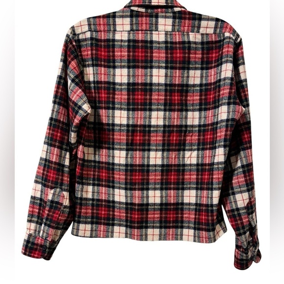 Pendleton 100% Virgin Wool Plaid Long Sleeve Shirt Womens Size Small Red White - Picture 5 of 10